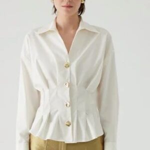 AGUSTIN WHITE BLOUSE TUCKED WAIST
